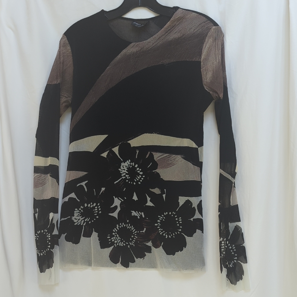 Petit Pois Black and Brown Mesh Shirt